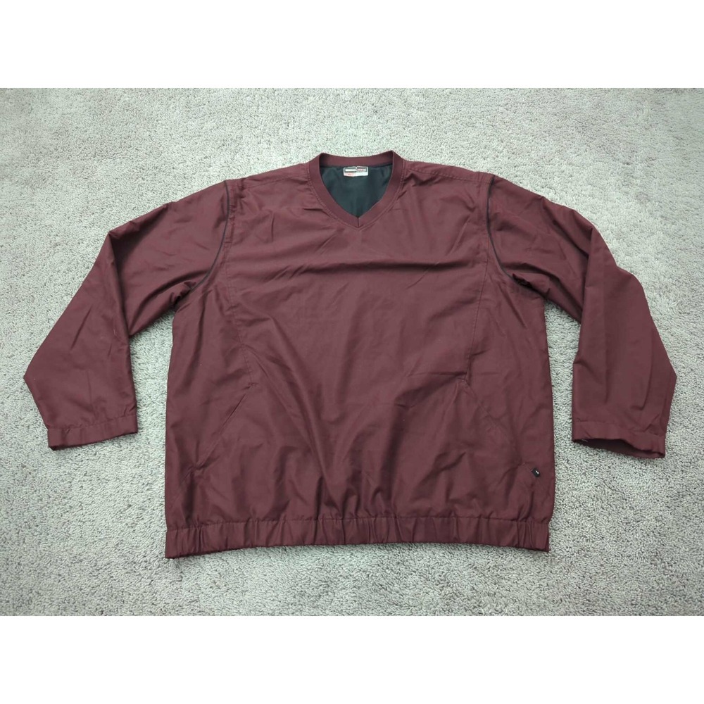 Grand Slam Performance Windbreaker Mens XXL Red Pullover V-Neck Mesh Lined Golf